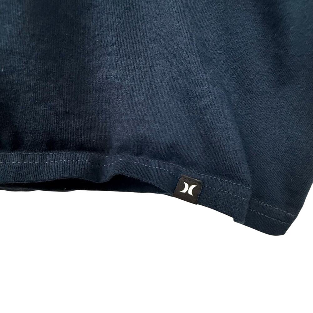 Hurley Navy Graphic Print T Shirt Gold and Light Blue Print Logo - Picture 7 of 16